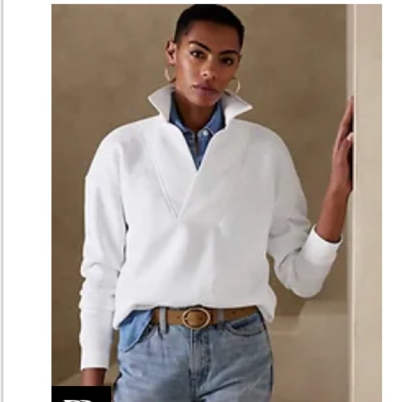 BANANA REPUBLIC FACTORY FLEECE POLO SWEATSHIRT - Picture 7 of 7